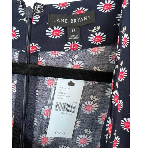 NWT Lane Bryant asymmetrical button front midi / maxi dress navy/coral/white 14 - Picture 15 of 16